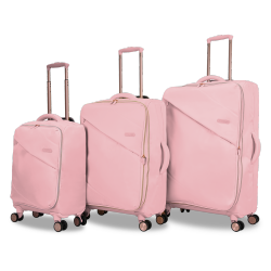 TUCCI Italy Traverso 3 PC (19", 23", 27") Travel Luggage Suitcase Set (Pink)