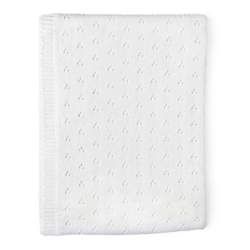 BABY MODE Pointelle Knit Blanket - In White