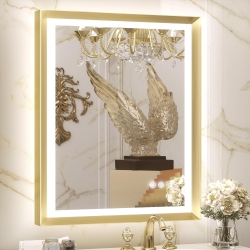 NIERBO 30 X 36 Led Bathroom Mirror \w Lights Metal Framed Front & Back Light Vanity Mirror Baroque Antifog Stepless Dimmable White/warm/natural
