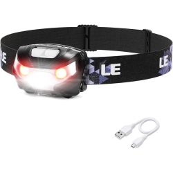 LEPRO Le Rechargeable Led Headlamp, Dimmable Flashlight Headlamp \w 5 Light Modes And Adjustable Headband, USB Cable Included, Rechargeable Headlights