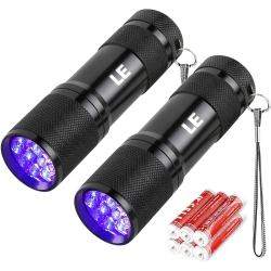 LEPRO Le Small Uv Flashlight, Portable Light \w 9 Leds, 395Nm, Ultraviolet Light Detector for Invisible Ink Pens, Pet Dog Cat Urine Stain And More