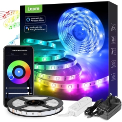 LEPRO Smart Led Light Strip, 16.4Ft Alexa Wifi Led Strip Sync \w Music, 16 Million Colors Strip Lights for Bedroom, Home, Kitchen, Tv, Party, Only