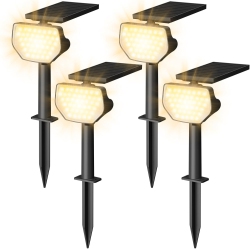 LEPRO Solar Spotlights Outdoor 4-Pack, 43 Leds Outdoor Solar Lights 3000K Warm White, Ip65 Waterproof, Dusk-To-Dawn, Auto On/off Solar Garden Lights