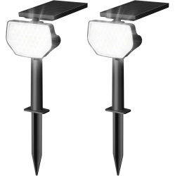 LEPRO Solar Spotlights Outdoor 2-Pack, 43 Leds Outdoor Solar Lights 6500K Daylight White, Ip65 Waterproof, Dusk-To-Dawn, Auto On/off Solar Garden