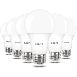 LEPRO Dimmable Led Light Bulbs 6 Packs, 60W Equivalent Led Bulb, 5000K Daylight White, 9.5W 800Lm A19 E26 Standard Medium Base, Ul Fcc Listed, 15000