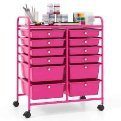 COSTWAY 12 Drawers Rolling Cart Storage Mutlicolor Scrapbook Paper Studio Organizer Bins