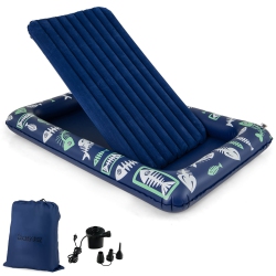 COSTWAY Inflatable Kids Travel Bed Portable Air Mattress Set With Double-Sided Mattress