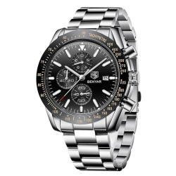 BENYAR Mens Watches/montre Homme Chronograph Analog Quartz Waterproof Wrist Watch for Men Business Casual Sport Date Dress Watch \w Leather/stainless