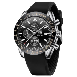 BENYAR Mens Watches/montre Homme Chronograph Analog Quartz Waterproof Wrist Watch for Men Business Casual Sport Date Dress Watch \w Leather/stainless