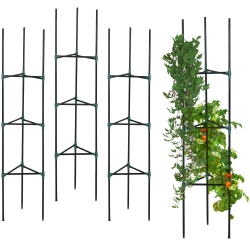 OUTSUNNY 3 Pack Tomato Cage Set, 72 Inch Diy Tomato Plant Support Trellis, Tomato Trellis for Climbing Vegetables, Flowers And Fruits, Dark In Green