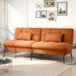 SVEN & SON Convertible Futon Sofa Bed Upholstered Futon Couch Fabric Sleeper Sofa In Brown