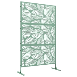 OUTSUNNY Metal Outdoor Privacy Screen, Decorative Outdoor Divider \w Stand And Expansion Screws, Freestanding Privacy Panel for Garden, Backyard