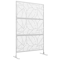 OUTSUNNY Metal Outdoor Privacy Screen, Decorative Outdoor Divider \w Stand And Expansion Screws, Freestanding Privacy Panel for Garden, Backyard