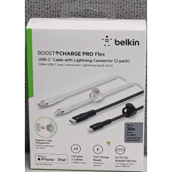 BELKIN 2 Pack Boost Charge Pro Flex USB-C to Iphone Cable Black In White
