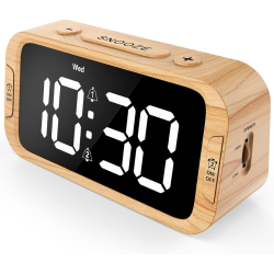 ODOKEE Digital Dual Alarm Clock for Bedroom, Easy to Set, 0-100% Dimmer, USB Charger, 5 Sounds Adjustable Volume, Weekday/weekend Mode, Snooze