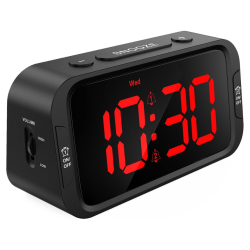 ODOKEE Digital Dual Alarm Clock for Bedroom, Easy to Set, 0-100% Dimmer, USB Charger, 5 Sounds Adjustable Volume, Weekday/weekend Mode, Snooze