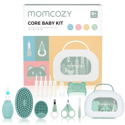 MOMCOZY Core Baby Kit, Baby Essential Kit for Grooming & Health & Cleansing Care, Includes Nail File Kits, Nasal Aspirator, Gas Relief Tubes, Bath