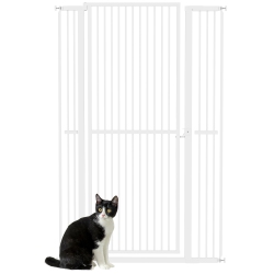 PAWHUT 59"h Extra Tall Cat Gate, 30"-41"w Steel Pet Gate for Doorway, Hallway, Pressure Mounted Kit No Drilling Dog Gate \w 1.4" Extra Narrow Gap