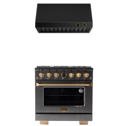 KUCHT Professional 36-Inch 5.2 Cu. Ft. 6 Burners Dual Fuel Range for Propane Gas In Gemstone + Under Cabinet Range Hood - Only At Best Buy