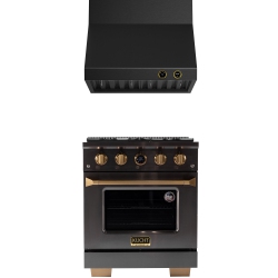 KUCHT Professional 30-Inch 4.2 Cu. Ft. 4 Burners Dual Fuel Range for Natural Gas In Gemstone + Wall Mount Range Hood - Only At Best Buy