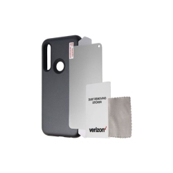 VERIZON Rugged Case & Light Glass (1-Pack) for Moto G Power - Black In Blue
