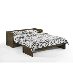 NIGHT AND DAY Murphy Cube Cabinet Bed With Queen Size Gel Memory Foam Mattress (Rustic Brown)