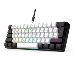 RISOPHY 60% Wired Game Keyboard, RGB Backlit Ultra-Small Keyboard, Waterproof Portable, Computer/mac Game Keyboard (White)