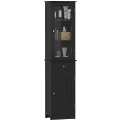 KLEANKIN 68" Tall Bathroom Cabinet, Slim Freestanding Bathroom Storage Cabinet \w Acrylic Door, Drawer And Adjustable Shelves for Small Spaces