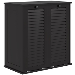 HOMCOM Laundry Cabinet, Laundry Hamper Cabinet With Louvered Doors And 2 Baskets, Bathroom Hamper Cabinet for Laundry Room, Bathroom In Black