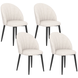 HOMCOM Dining Chairs Set Of 4, Modern Upholstered Kitchen Chairs \w Metal Legs, Shell Backrest And Padded Seat, Side Chairs for Dining Room
