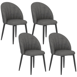 HOMCOM Dining Chairs Set Of 4, Modern Upholstered Kitchen Chairs \w Metal Legs, Shell Backrest And Padded Seat, Side Chairs for Dining Room