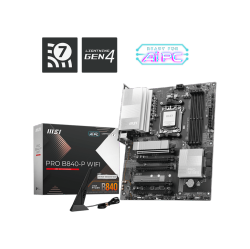 MSI Pro B840-P Wifi W/ Ddr5-8000+ (Oc), PCi-E 4.0 X16 Slot, 2X Nvme PCie 4 X4 M.2 Slots, 2.5GB Lan, Wifi 7, Bluetooth V5.4