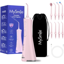 MYSMILE Lp211 Cordless Advanced Water Flossers for Teeth, 5 Cleaning Modes Rechargeable Power Dental Flosser 8 Replacement Jet Tips Ipx 7 Waterproof