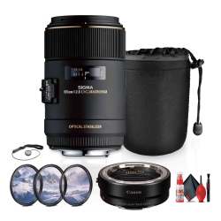 SIGMA 105MM F/2.8 Ex Dg Os Hsm Macro Lens for Canon Bundle