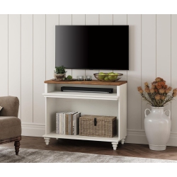WAMPAT Tv Stand for 43 Inch Tv, Small Media Console Table Storage Cabinet for Living Room, Wood End Table With Storage Shelf In White