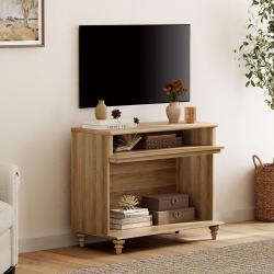 WAMPAT Tv Stand for 43 Inch Tv, Small Media Console Table Storage Cabinet for Living Room, Wood End Table With Storage Shelf, Oak