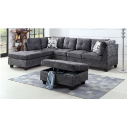 UPMODERNE Venice Sectional With Storage Ottoman - Reversible Chaise - Dark In Grey