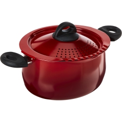 BIALETTI Oval Aluminum 5.5 Quart Pasta Pot With Strainer Lid, Nonstick In Red
