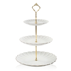 SWEEJAR Pukka Home 3 Tier Ceramic Cake Stand Wedding, Dessert Cupcake Stand for Tea Party Serving Platter