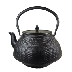 CUISILAND Large 66 OZ Hobnail Cast Iron Teapot Enameled Interior And Stainless Steel Infuser