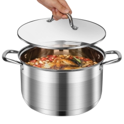 LEUGWAKN Stainless Steel Stock Pot-10 Quart Pot-Stockpot With Glass Lid-Soup Pot-Induction Pot-Cookware Pot-Cooking Pot