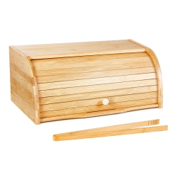 TIMO SPORTS Bamboo Bread Box/bread Bin With Free Bamboo Tong, Keep Bread And Bake Food Fresh, Ideal for Kitchen Countertop Food St