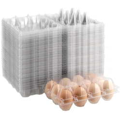 JAPCHET 100 Pack Plastic Egg Cartons, Clear 12 Egg Cartons Dozen Plastic Egg Carton Bulk for Kitchen, Fridge, Market A