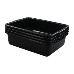 ZERDYNE 13 Liter Bus Tubs, 4 Packs Plastic Commercial Bus Boxes In Black
