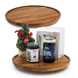 ANBOXIT Lazy Susan Cabinet Organizer, 12 Inch Wooden Lazy Susan Turntable, Acacia Wood Turntable Kitchen Spice Rack (2