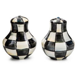 MACKENZIE-CHILDS Enamel Salt And Pepper Shakers, Farmhouse Kitchen Decor And Accessories, Small, Black-And-White Court