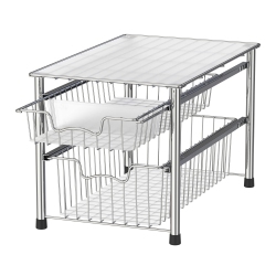 SIMPLE HOUSEWARE Simplehouseware Stackable 2 Tier Sliding Basket Organizer Drawer, Chrome