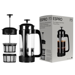 ESPRO Coffee Press P3-18 OZ, Glass And Plastic In Black