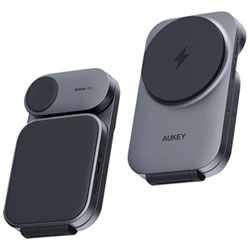 AUKEY MagFusion Z 3-in-1 Qi2 Foldable Magnetic Charging Station - Space Grey