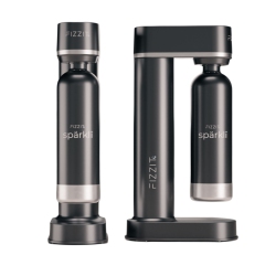 FIZZIT Stainless Steel Sparkling Water And Soda Maker Machine With Stainless Steel 1 Liter Re-Usable Bottle In Black